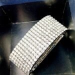 Zircon stretchable Silver White hand bracelet