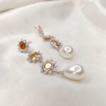 Silver Orange Sun Long Zircon Stainless Steel Earrrings - Image 2