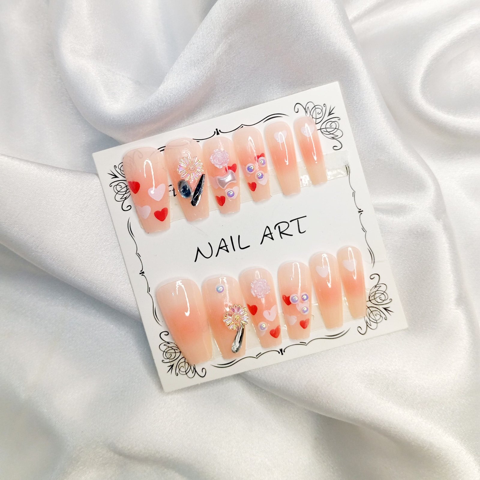 WhatsApp Image 2024-09-02 at 9.01.56 PM Peach Bliss Gentle Heart Glow Nails with accessories - Image 1