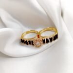 Black Adjustable Golden Twin Ring - Image 3