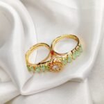 Pistachio Adjustable Golden Twin Ring - Image 6