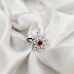 Zircon Royal Silver and Shocking pink Crystal Ring