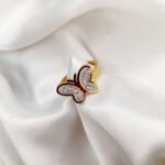 Stainless Steel Butterfly Rhinestone ring