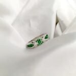 Emerald Green Texture Silver Ring