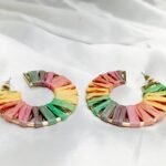 Rafia Circle Cut Multi Round Dangle Hoops - Image 2