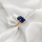 Elegant Navy blue zircon rings with golden Touch Adjustable - Image 5