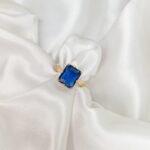 Elegant Navy blue zircon rings with golden Touch Adjustable - Image 4
