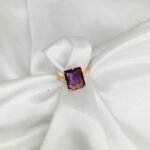 Plum zircon rings with gold accent Adjustable