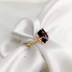 Plum zircon rings with gold accent Adjustable - Image 3