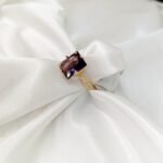 Plum zircon rings with gold accent Adjustable - Image 2