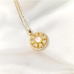 Rotating Flower Necklace Pendant – Golden Stainless Steel Elegance - Image 5
