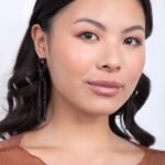 Black Stone Shine Long Two Square Ear  studs - Image 6