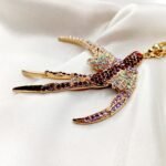 Silver Maroon Zircon Bird Big Pendant - Image 4