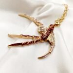 Silver Maroon Zircon Bird Big Pendant