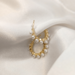 Pearl- Golden Hoop Earrings