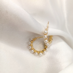 Pearl- Golden Hoop Earrings - Image 2