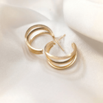 Three layer Loop - Golden Hoop Earrings