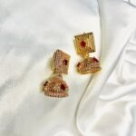 Maroon Medium Size Gold Plated Bali - Image 2