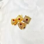 Maroon Medium Size Gold Plated Bali - Image 4