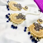 Royal Blue  Chand Bali and Tikka set - Image 7