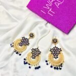 Royal Blue  Chand Bali and Tikka set - Image 9