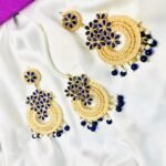 Royal Blue  Chand Bali and Tikka set - Image 10