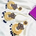 Royal Blue  Chand Bali and Tikka set - Image 2