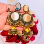 Noor jhumka's Mirror and Pearl Embeded - Image 5