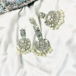 Silver Asian Jhumki and tikka Pearl Set - Image 3