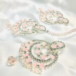 Pink and silver crystal Beads zircon Jhumki and tikka - Image 8