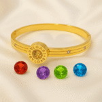 Crystal Changing Handcuff - Stainless Steel | Non-Tarnish | Water-Resistant | Interchangeable Crystal | Branded Full Cover Design