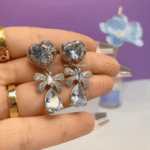 Dusty Blue Bridal Earrings – Light Sapphire Crystal Drop Set for Brides & Bridesmaids – Elegant Wedding Jewelry Set - Image 5