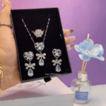 Dusty Blue Bridal Earrings – Light Sapphire Crystal Drop Set for Brides & Bridesmaids – Elegant Wedding Jewelry Set - Image 2