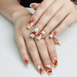 reusable printed white butterfly funcky 24 pcs nails set
