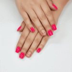 reusable marble glitter shocking pink  12 pcs nails set