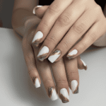 reusable marble glitter purple and white  12 pcs nails set