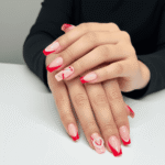 reusable barbie pink beaded 24 pcs nails set