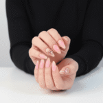 reusable princess heart pink almond 24 pcs nails set