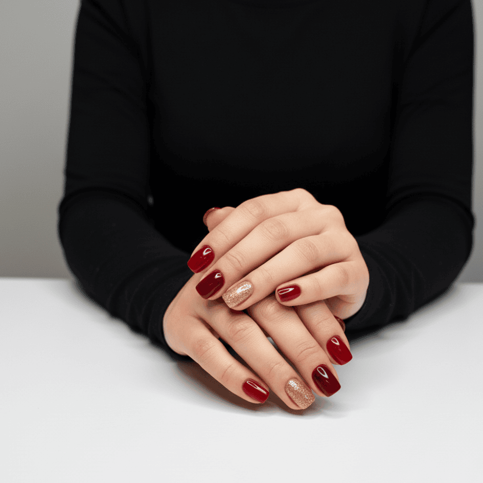 450 (33) reusable Maroon mix 12 pcs nails set - Image 1