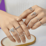 9 pcs silver shein rings set