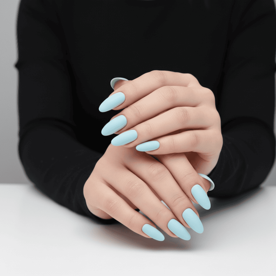 450 (4) reusable babysky blue medium nails 12 nails set - Image 1