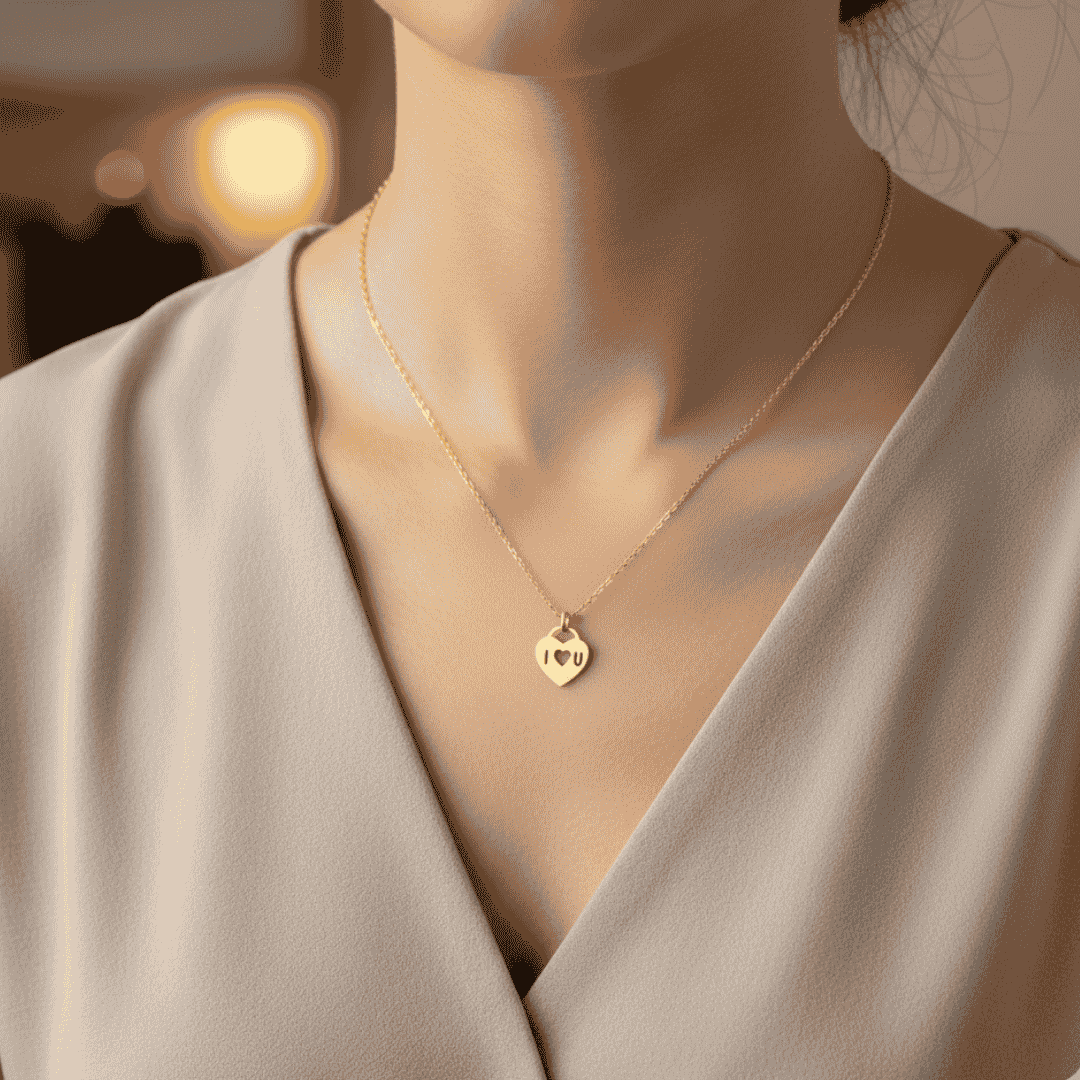 450 (40) i heart u chain golden - Image 1