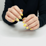 reusable lemon french printed almond 12 pcs nails set