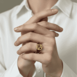 LV Louis Vuitton-Inspired Stainless Steel Ring Size 8 Brand Stamp