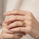 Rosamund 2 Oval Cute Dull Gold Rings