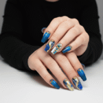 Reusable Midnight Blue crystals luminescent 12 Pcs Nail Set