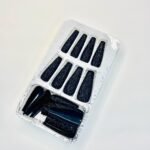 reusable black glitter coffin 12 pcs nails set - Image 3