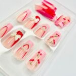 reusable barbie pink beaded 24 pcs nails set - Image 5