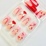 reusable barbie pink beaded 24 pcs nails set - Image 3