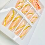 reusable marble glitter pink and golden  12 pcs nails set - Image 4
